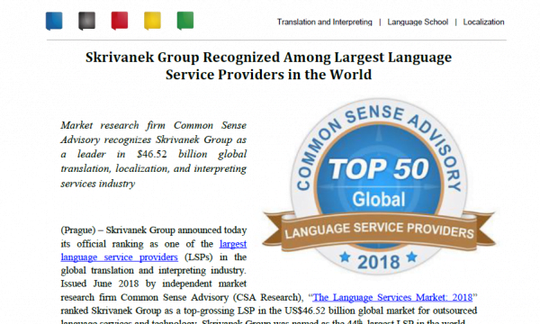 CSA 2018: The Top 100 Language Service Providers in the world