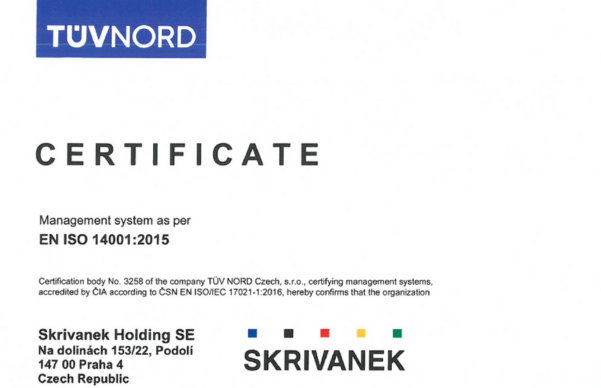 Certificat EN ISO 14001 Environmental Management System