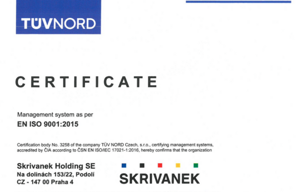 Certificat EN ISO 9001 Quality Management System